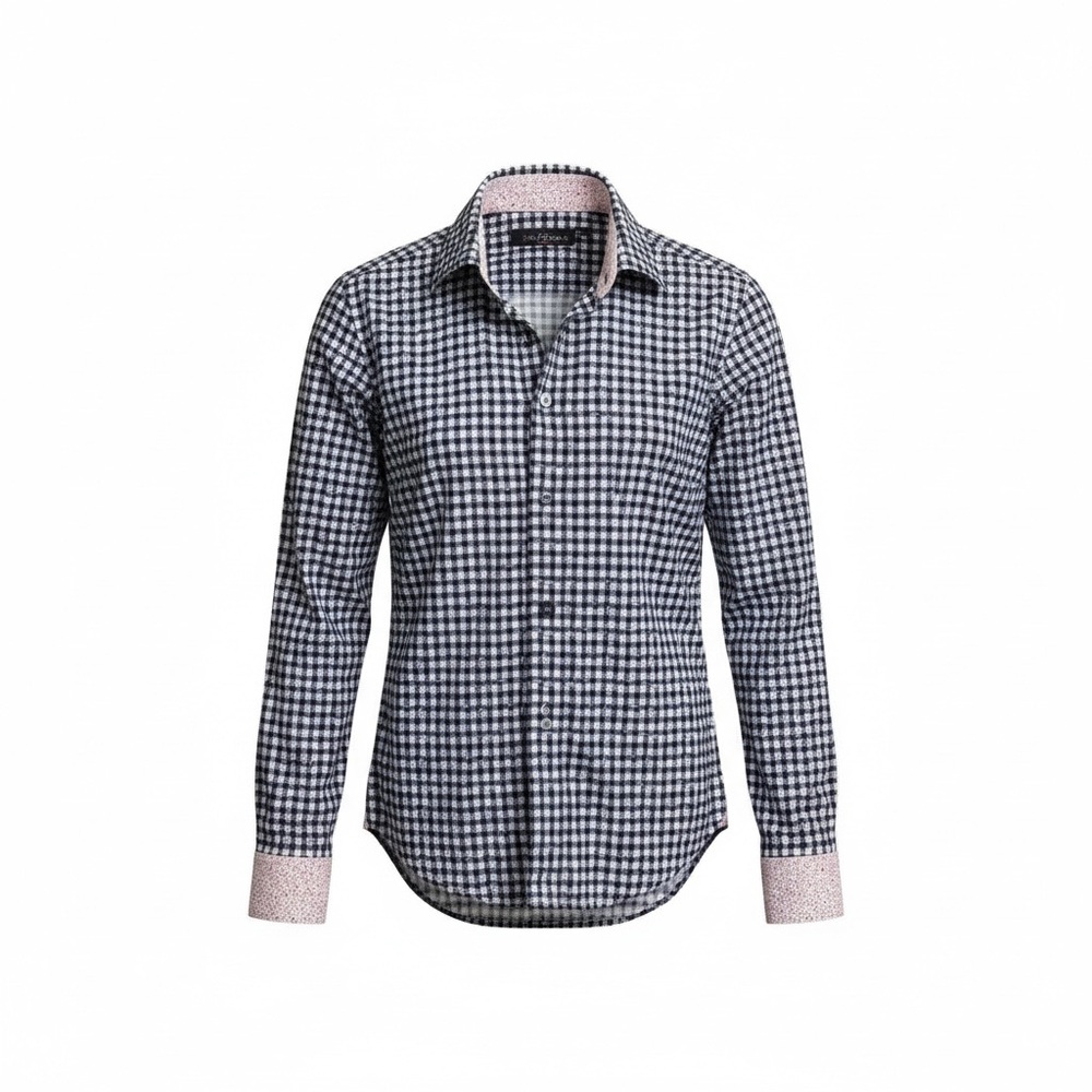 Robert Graham Kids Checkered Button Up Shirt with Pink Collar Size 10-12